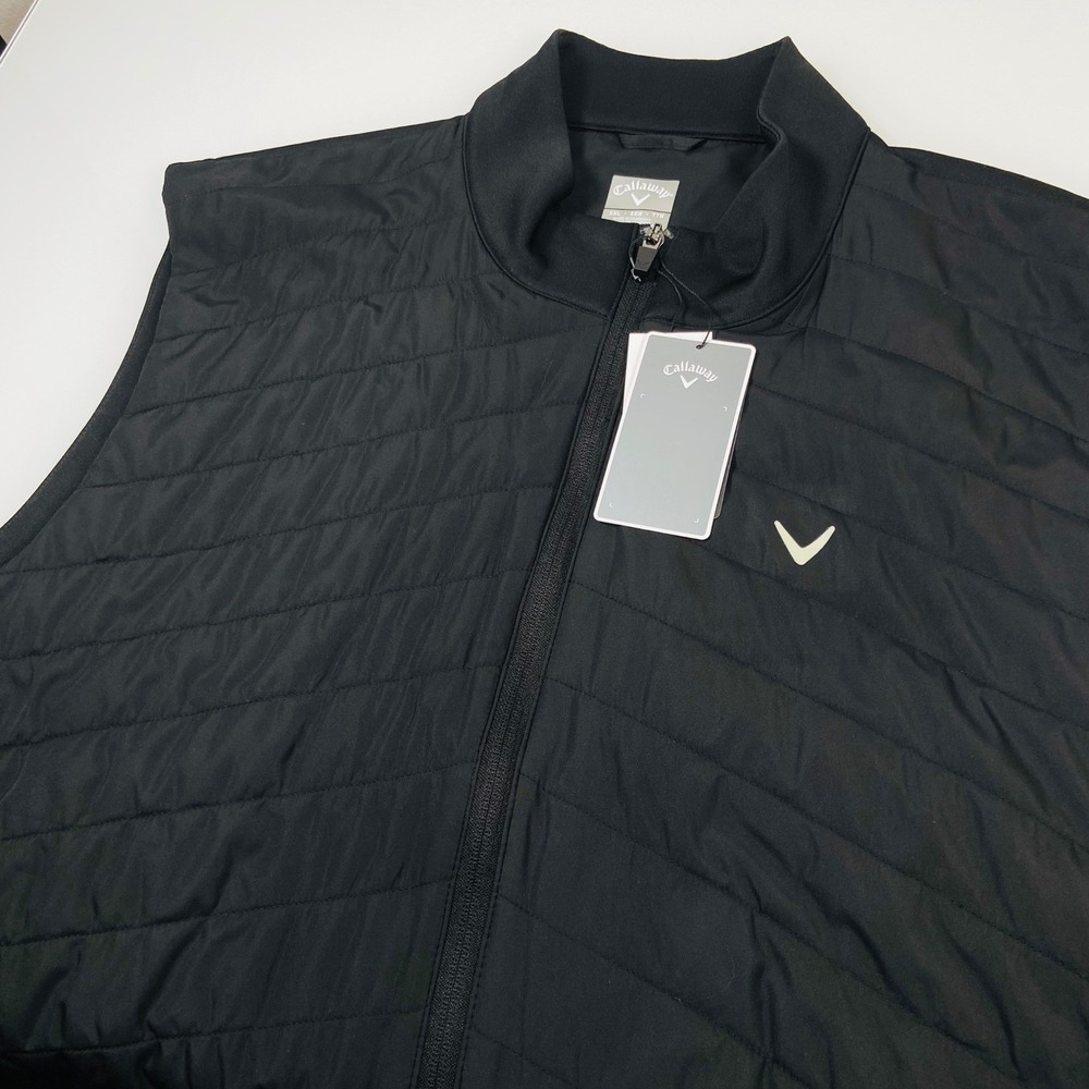 Callaway‎ Mens XL Caviar Black Quilted Golf Vest NEW Lightweight UPF Travel